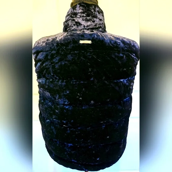 CALVIN KLEIN Performance Crushed Velvet Purple Puffer Vest sz L - Picture 7 of 8